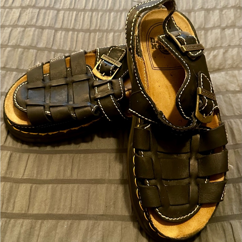 Dr Martens Black Leather Sandals with Buckle